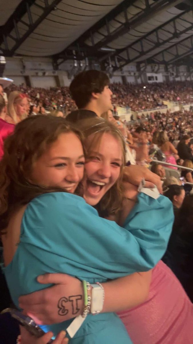 Gianna Vespririni and Maddie Orlando smile big before Taylor Swift comes on stage. Photo contributed by: Maddie Orlando