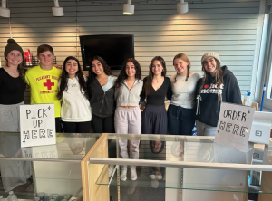 President Maggie Lynch, Student Organization coordinator Max Podmockly, Communication Secretary Layal Sarra, Operations Managers Raneen and Haneen Awada, General Members Anna Nielander and Maddie Orlando, and PR Manager Giselle Sarra